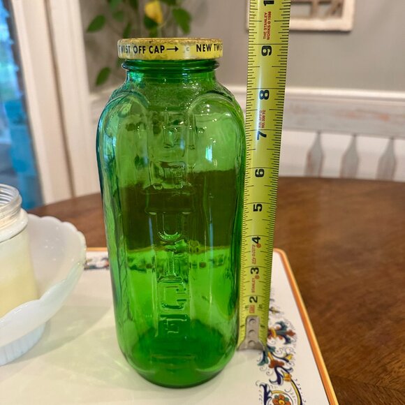 vintage green glass refrigerator bottle - Picture 6 of 7